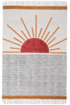 Premium Hand Block Printed Rug: Sun & Wave Dhurrie