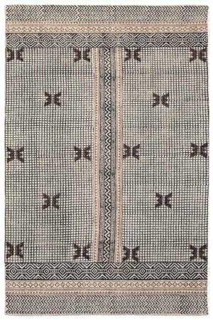Luxury Geometric Rug: Hand Block Printed Cotton Area Rug