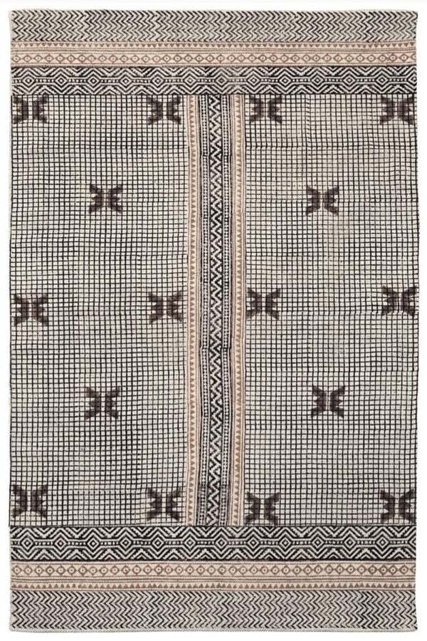 Luxury Geometric Rug: Hand Block Printed Cotton Area Rug