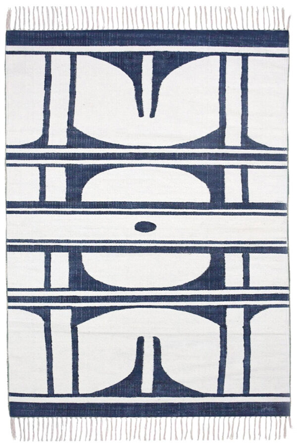 Indigo Geometric - Artisanal Hand Block Printed 4x6 Rug