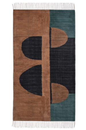 Geometric Hand Block Printed Cotton Kitchen Runner Dhurrie Rug