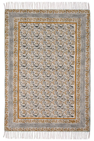 Hand Block Printed Cotton Dhurrie Kitchen Runner Rug