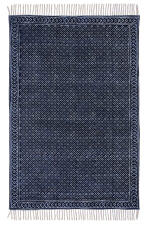 Geometric Boho Cotton Dhurrie Rug Indian Hand Block Print Carpet