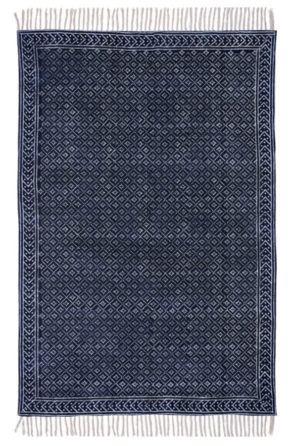 Blue Rug - Hand Block Printed Rug | Best Quiet Area Rug 2026