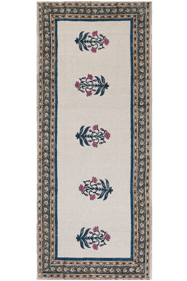 Stunning Floral Runner Rug – Hand Block Printed 4x6 Rug