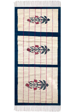 Hand Block Print for Blue Cotton Outdoor Rugs