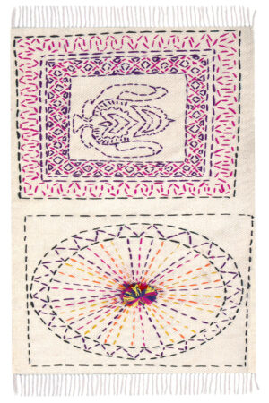 Hand Stitched Cotton Rug with Decorative Bedroom Dhurrie