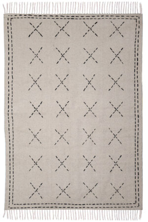 Handmade Embroidered Cotton Rug Geometric Bedroom Dhurrie