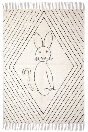 Hand Stitched Animal Pattern Dhurrie for Kids Room Cotton Rug