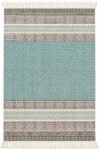 Geometric Cotton Rug made from cotton with modern tribal design Cotton handmade area rug with teal and neutral colors Geometric flat weave rug for trendy living rooms