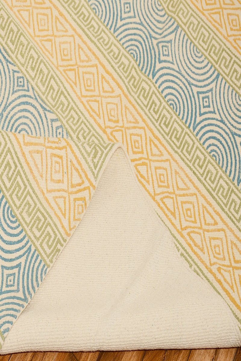 Hand Block Printed Geometric Cotton Rug - Image 4