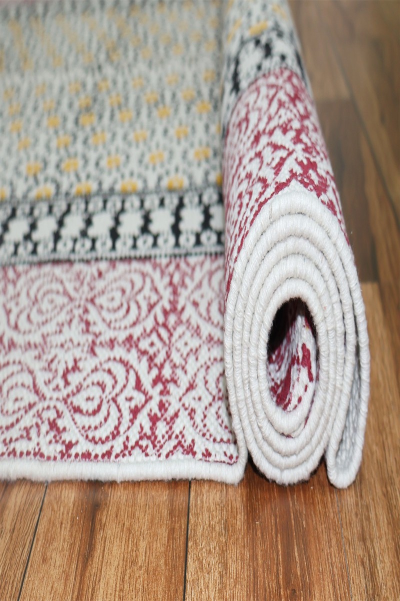 Pink Floral Hand Block Printed Bedroom Rug - Image 4