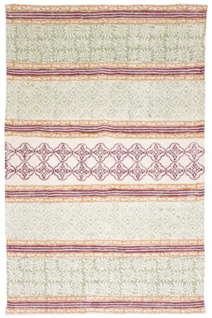 Hand Block Printed Geometric Cotton Rug