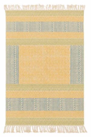 Hand Block Printed Yellow Area Rug