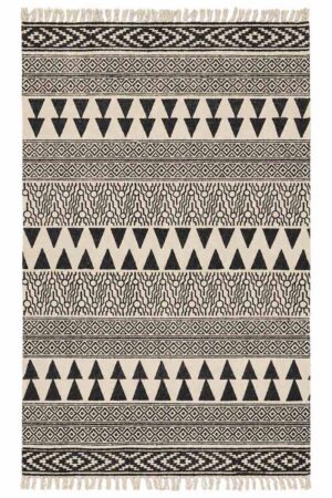 Hand Block Printed Black Area Rugs