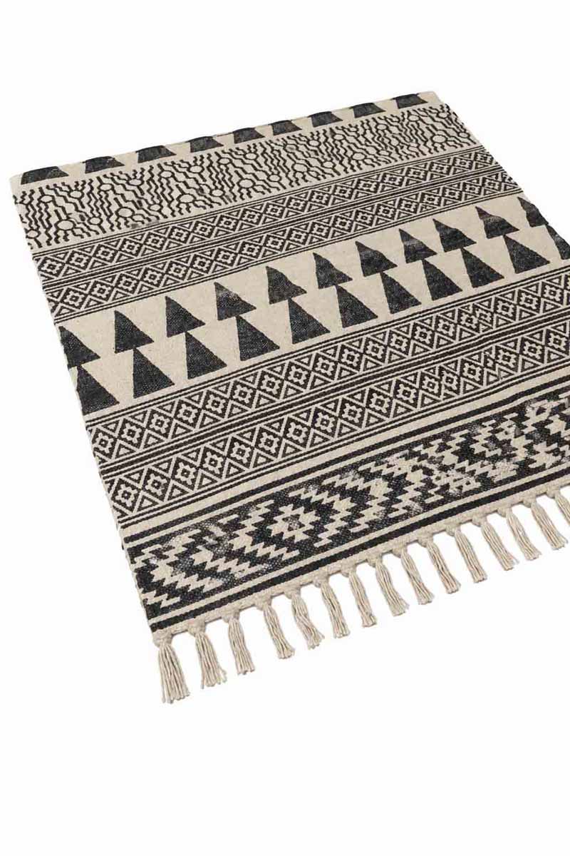 Hand Block Printed Black Area Rugs - Image 3