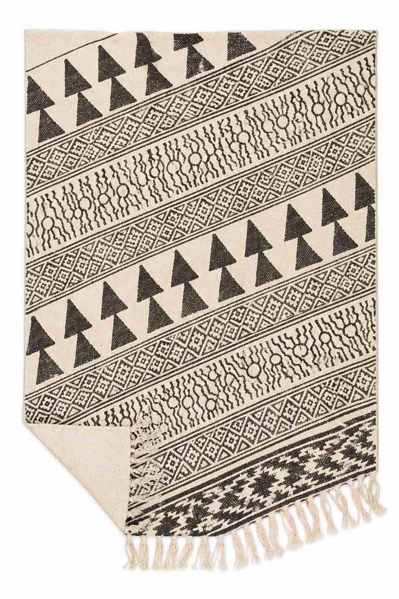 Hand Block Printed Black Area Rugs - Image 4