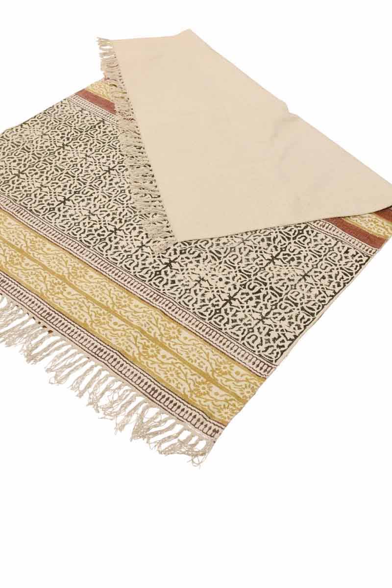 Geometric Black & Yellow Cotton Area Rug - Image 3