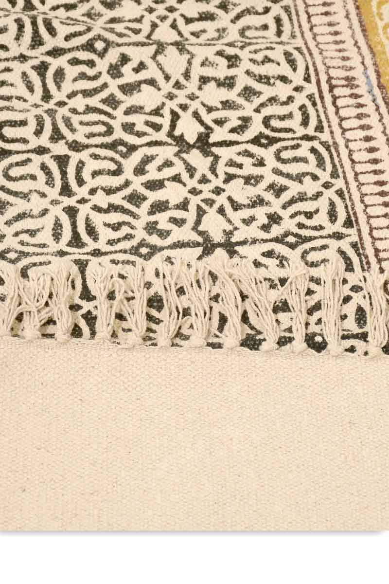 Geometric Black & Yellow Cotton Area Rug - Image 4
