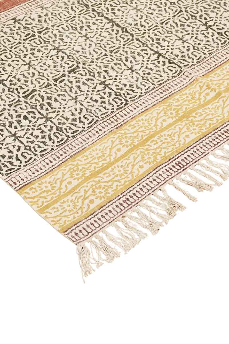 Geometric Black & Yellow Cotton Area Rug - Image 5