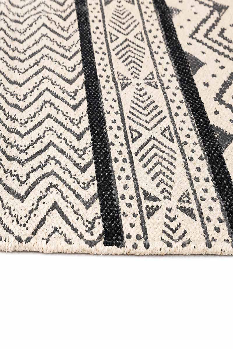 Hand Block Printed Geometric Cotton Rug - Image 3