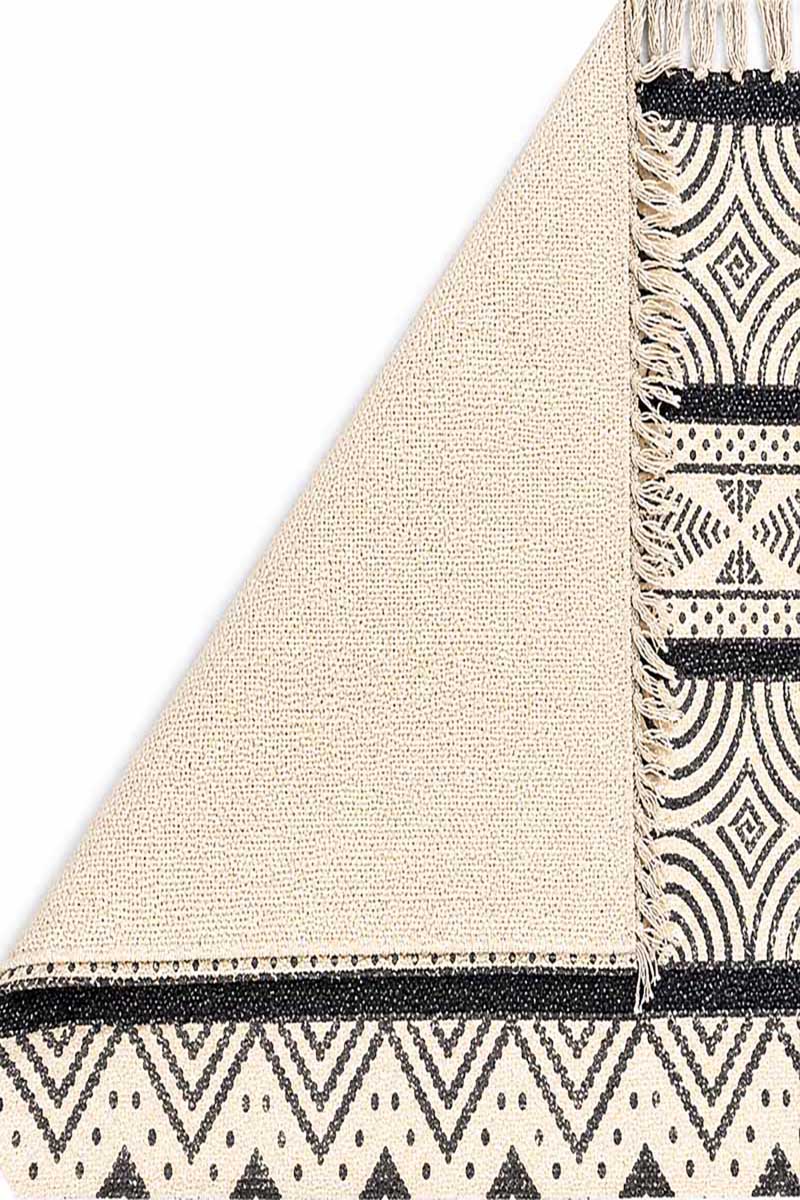 Hand Block Printed Geometric Cotton Rug - Image 4