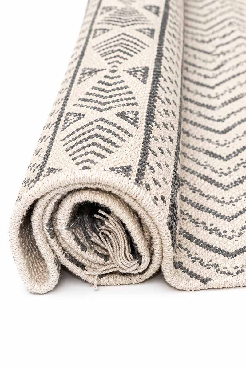 Hand Block Printed Geometric Cotton Rug - Image 5