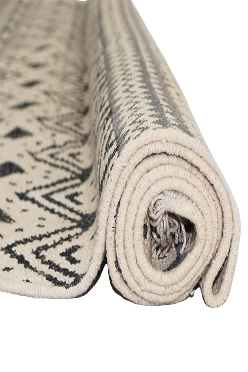 Hand Block Printed Geometric Area Rug - Image 2
