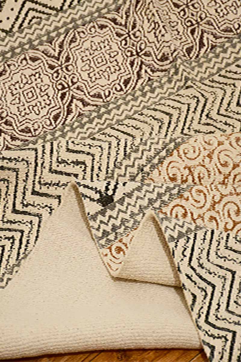 Hand Block Printed Geometric Area Rug - Image 4