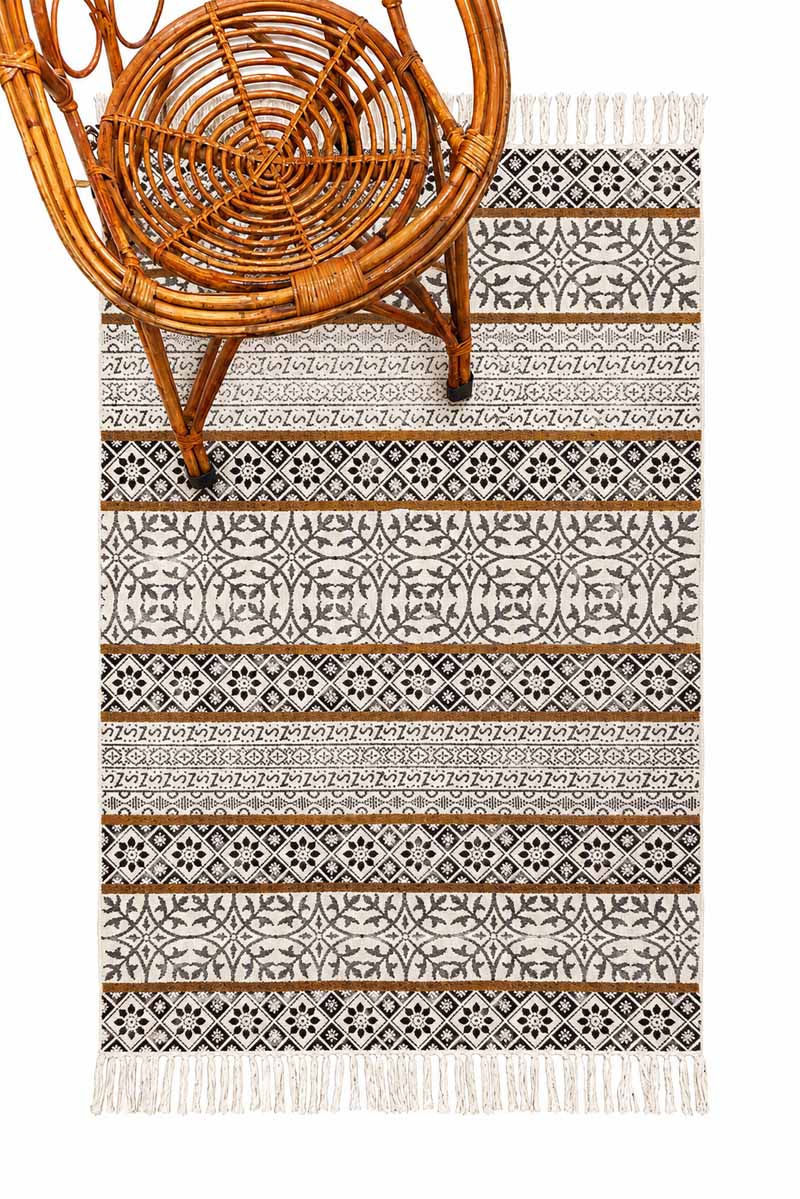Geometric Black Printed Area Rugs - Image 4