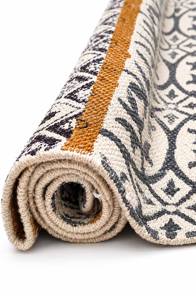 Geometric Black Printed Area Rugs - Image 5