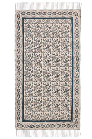 Hand Block Printed Cotton Dhurrie Floral Outdoor Custom Rug
