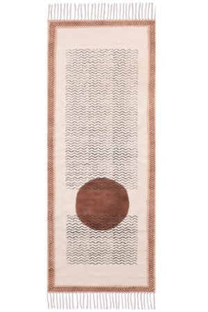 Hand Block Print Cotton Rug Modern Geometric Runner with Tassels