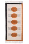 Luxury geometric cotton runner rug with terracotta circle pattern Handmade hallway runner rug in modern geometric cotton design Modern cotton kitchen runner rug with abstract terracotta motifs