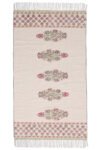 Elegant floral handmade runner rug for hallway décor Traditional botanical hallway runner rug with fringe edges Premium floral kitchen runner rug in soft neutral tones