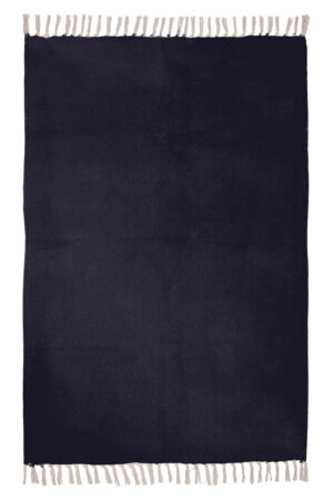 Stunning Black Hand Block Printed Solid Rug