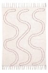 Elegant cotton hallway runner rug with wavy stitched pattern Handmade modern runner rug for kitchen and hallway décor Neutral geometric cotton runner rug with textured woven finish