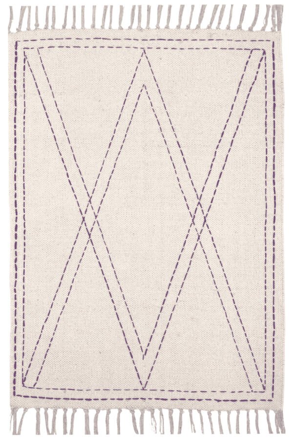 Premium washable rugs with geometric stitched pattern Handmade washable hallway runner rug in neutral cotton Modern geometric washable rug for kitchen and hallway décor