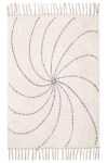 Elegant geometric cotton area rug with tassel edges Modern neutral cotton rug with spiral geometric pattern Minimalist geometric area rug for modern living spaces