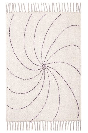 Handmade Kantha Rug Swirl Stitch Embroidery Living Room Dhurrie