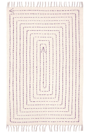 Living Room Cotton Kantha Rug Hand Stitched Embroidery Dhurrie