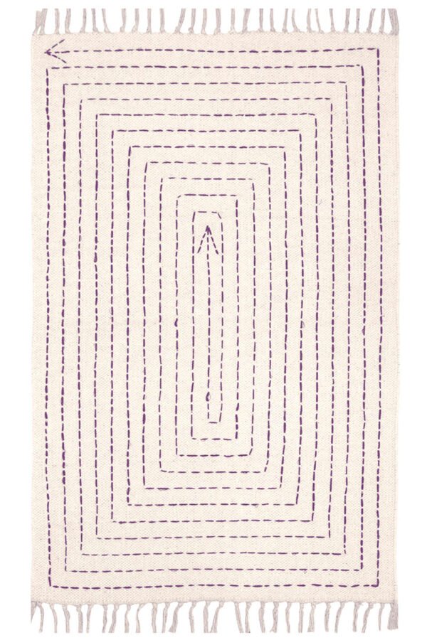 Premium washable geometric rug with tassel edges Modern washable geometric rug for hallway interiors Minimalist cotton washable rug with stitched pattern