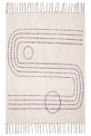 Modern geometric rug with minimalist stitched pattern Washable geometric rug with tassel edges for modern interiors Neutral geometric cotton rug for Scandinavian living room