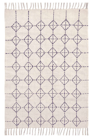 Hand Stitched Diamond Kantha Rug for Modern Dining Rooms