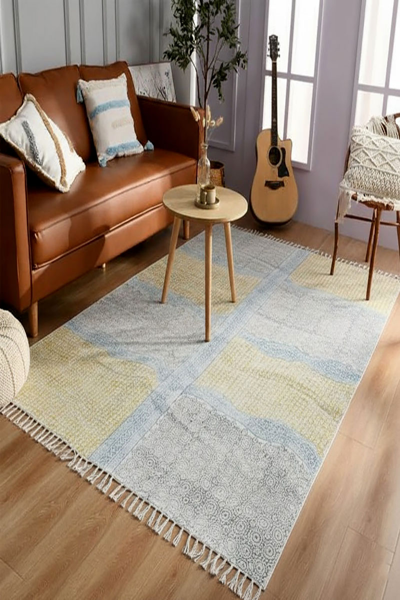Stunning Hand Printed Geometric Area Rug - Image 2