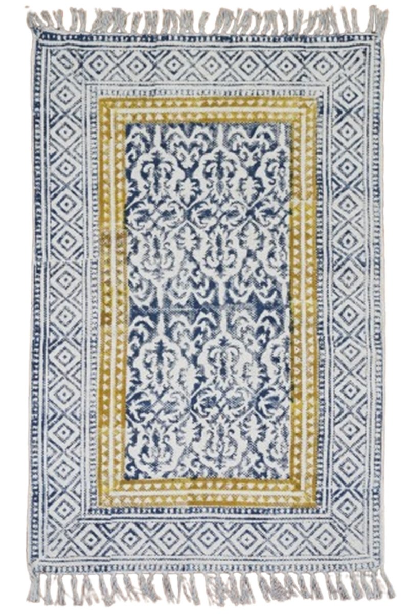 Geometric Printed Blue Area Rug