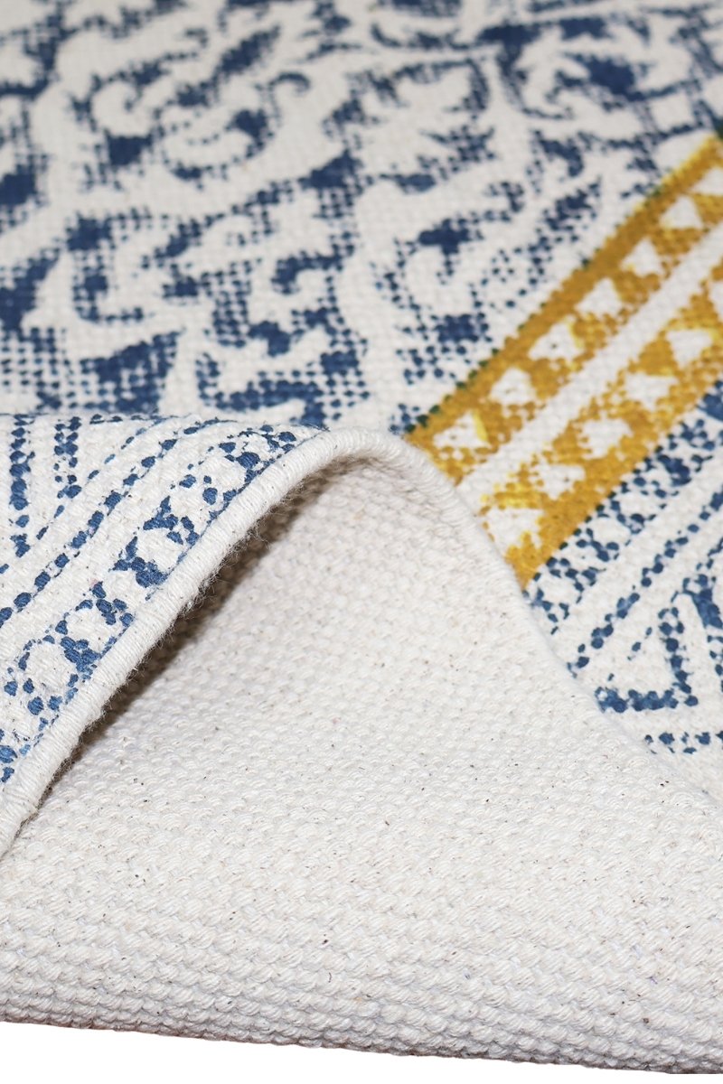 Geometric Printed Blue Area Rug - Image 4