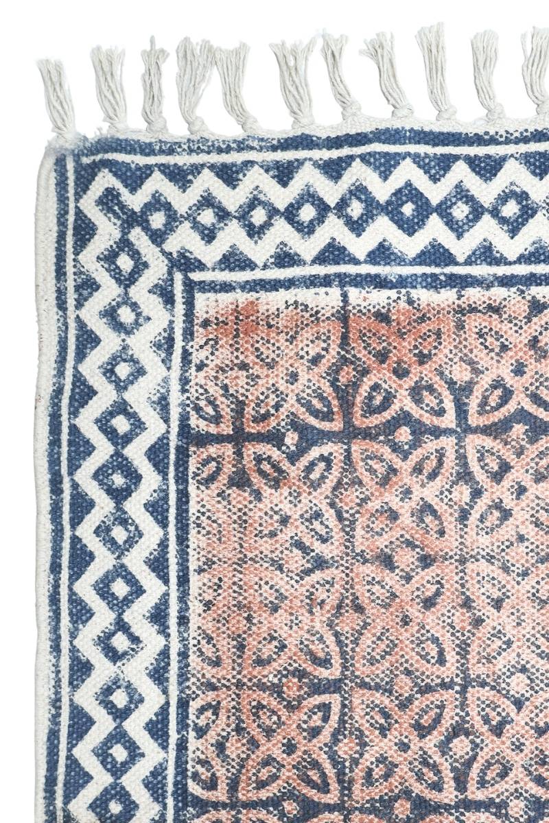 Brown Geometric Hand Block Printed Area Rug - Image 5