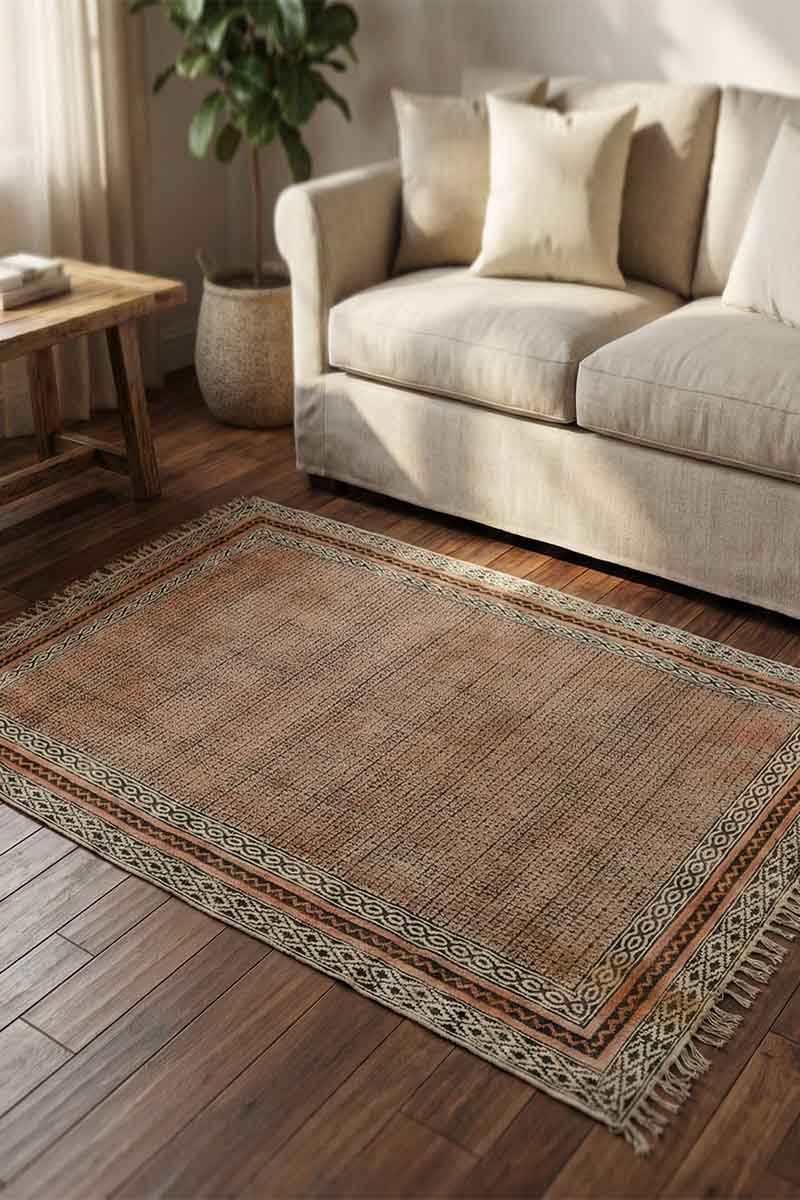 Geometric Printed Brown Area Rug - Image 2