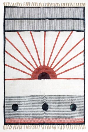 Hand Block Printed Sunrise Area Rug